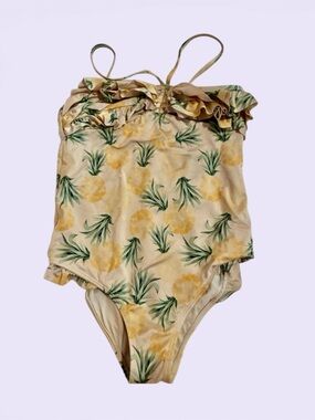 Girls Janie and Jack Pineapple Swimsuit with Ruffles